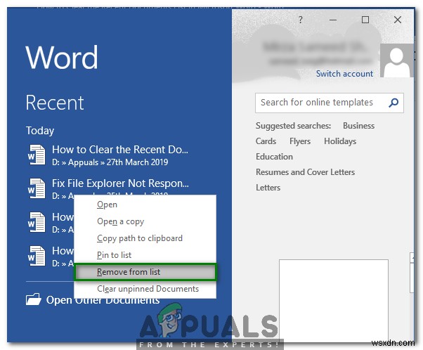 วิธีล้างหรือปิดใช้งานรายการเอกสารล่าสุดใน Microsoft Word 