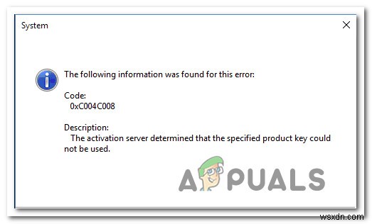 แก้ไข:รหัสข้อผิดพลาดการเปิดใช้งาน Windows 0xC004C008 