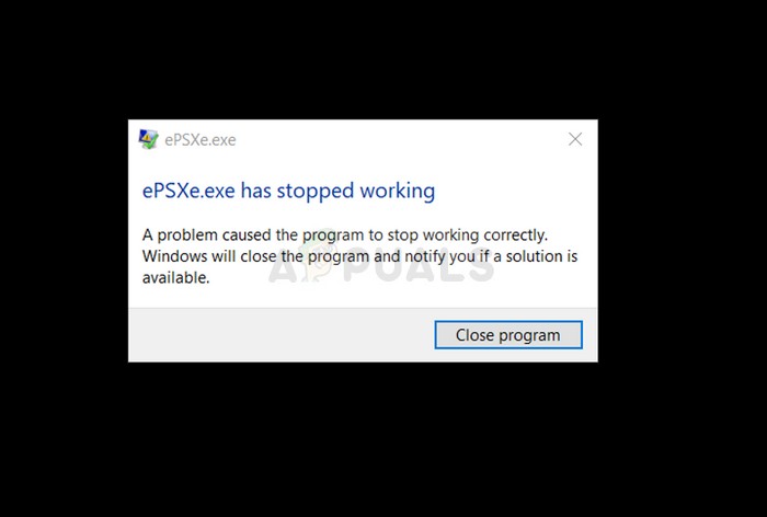 แก้ไข:ePSXe หยุดทำงาน 