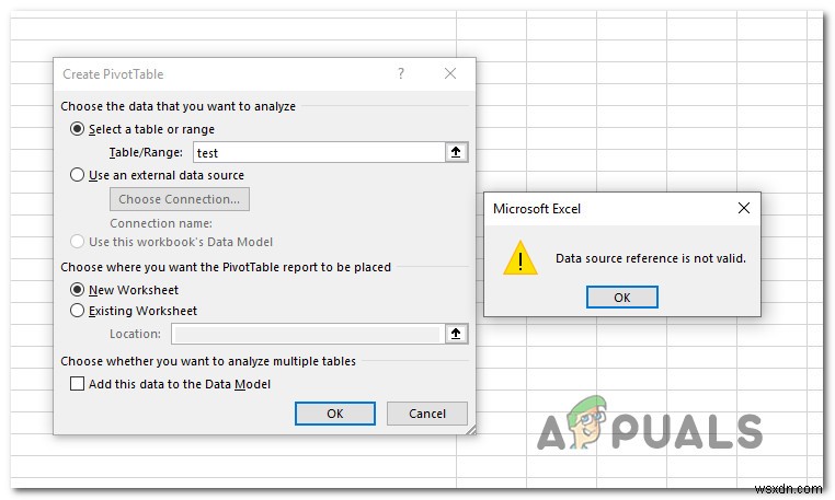 แก้ไข:การอ้างอิงแหล่งข้อมูลไม่ถูกต้องใน Excel 