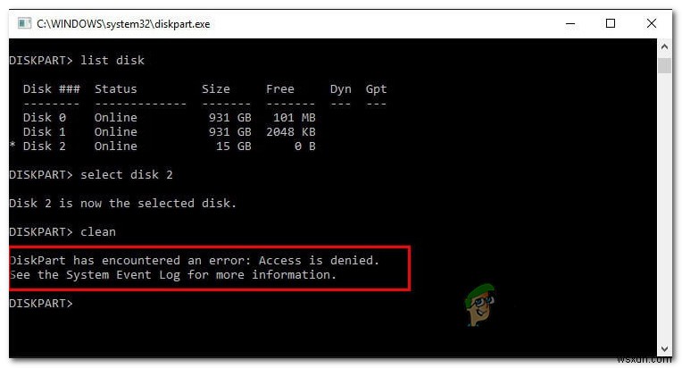 แก้ไข:DiskPart พบข้อผิดพลาด  การเข้าถึงถูกปฏิเสธ  