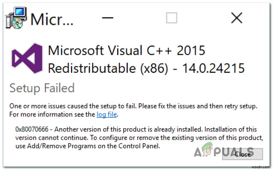 แก้ไข:ข้อผิดพลาด 0x80070666 เมื่อติดตั้ง Microsoft Visual C++ 
