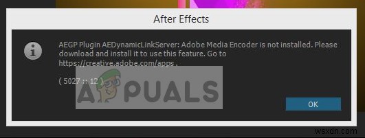 แก้ไข:ไม่ได้ติดตั้ง Adobe Media Encoder 