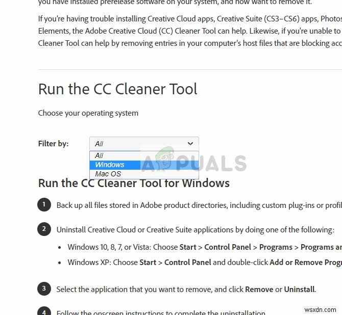แก้ไข:ไม่สามารถถอนการติดตั้ง Adobe Creative Cloud 