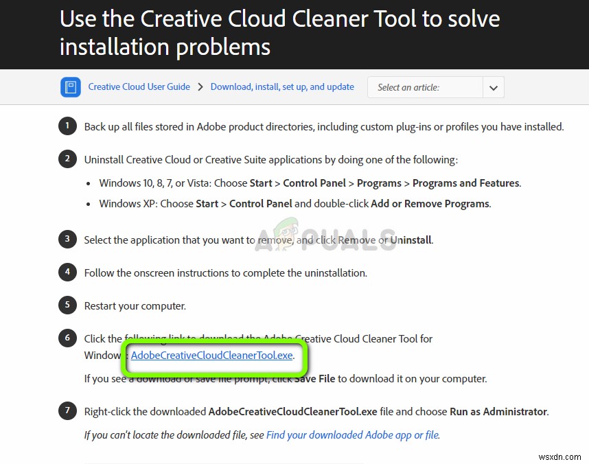 แก้ไข:ไม่สามารถถอนการติดตั้ง Adobe Creative Cloud 