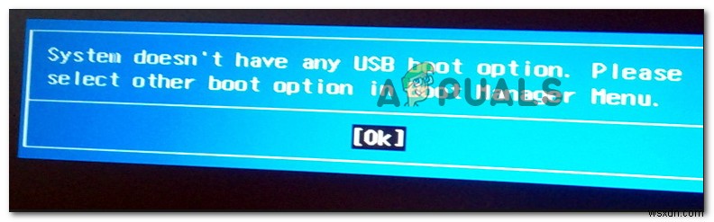 แก้ไข:ระบบไม่มีตัวเลือกการบูต USB ใด ๆ 