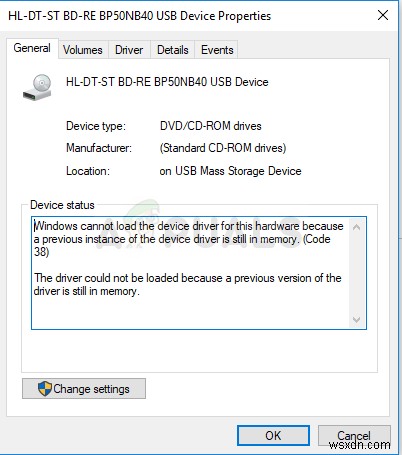 แก้ไข:Windows ไม่สามารถโหลดไดรเวอร์อุปกรณ์สำหรับฮาร์ดแวร์นี้ได้เนื่องจากอินสแตนซ์ก่อนหน้าของไดรเวอร์อุปกรณ์ยังอยู่ในหน่วยความจำ (รหัส 38) 