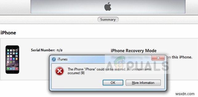 แก้ไข:iTunes Unknown Restore Error 9 