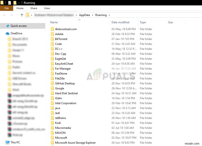 แก้ไข:ไม่พบโฟลเดอร์ AppData Windows 10 