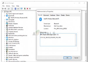 แก้ไข:ข้อความแสดงข้อผิดพลาด STATUS_DEVICE_POWER_FAILURE 