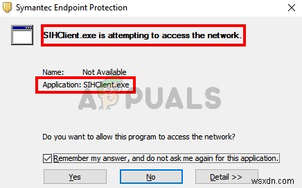 แก้ไข:Sihclient.exe กำลังพยายามเข้าถึงเครือข่าย 