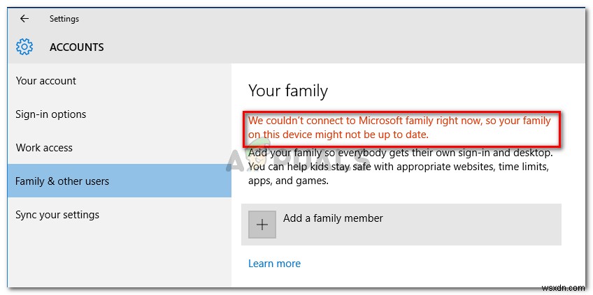 แก้ไข:เราไม่สามารถเชื่อมต่อกับครอบครัว Microsoft ได้ในขณะนี้ 