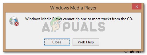 แก้ไข:Windows Media Player ไม่สามารถฉีกหนึ่งแทร็กขึ้นไปจากซีดี 