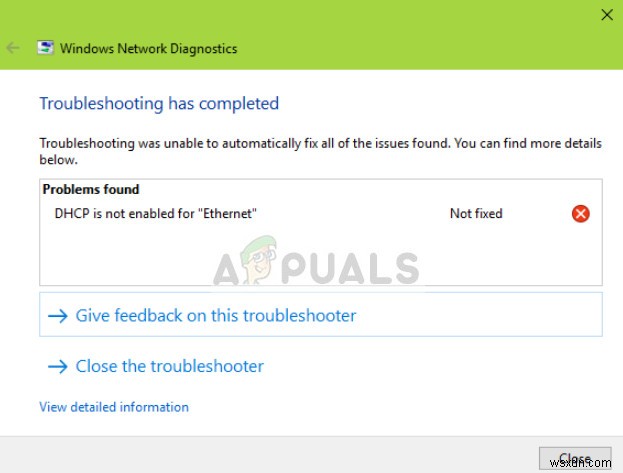 แก้ไข:ไม่ได้เปิดใช้งาน DHCP สำหรับ Ethernet 