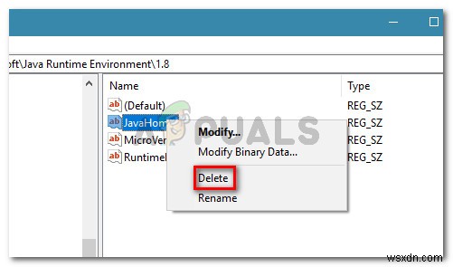 แก้ไข:รีจิสทรีอ้างถึง Java Runtime Environment . ที่ไม่มีอยู่จริง 