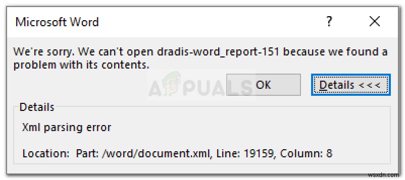 แก้ไข:ข้อผิดพลาดในการแยกวิเคราะห์ Microsoft Word XML 