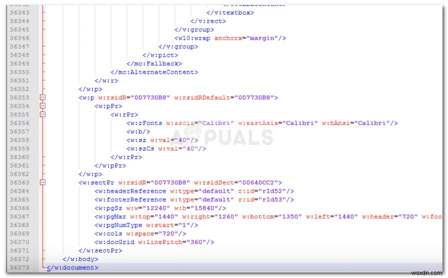 แก้ไข:ข้อผิดพลาดในการแยกวิเคราะห์ Microsoft Word XML 