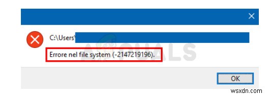 วิธีแก้ไขข้อผิดพลาดของระบบไฟล์ -2147219196 