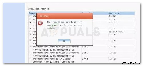 วิธีแก้ไข  การอัปเดตที่คุณพยายามสมัครไม่ใช่การอัปเดตที่ได้รับอนุญาตจาก Dell 