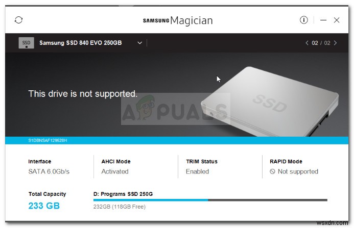 แก้ไข:Samsung Magician ไม่รู้จัก SSD 