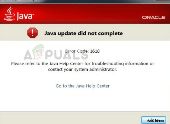 วิธีแก้ไข Java Error Code 1618 