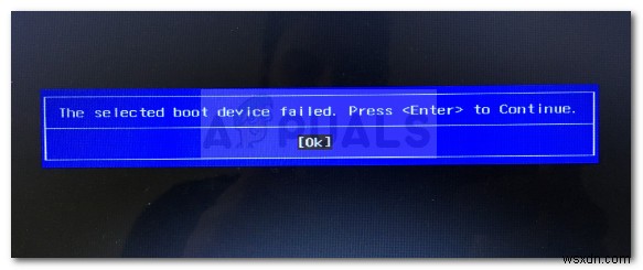 แก้ไข:อุปกรณ์บูตที่เลือกล้มเหลว Windows 10 