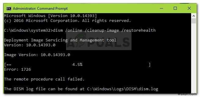 แก้ไข:ข้อผิดพลาด DISM 1726  การเรียกขั้นตอนระยะไกลล้มเหลว  