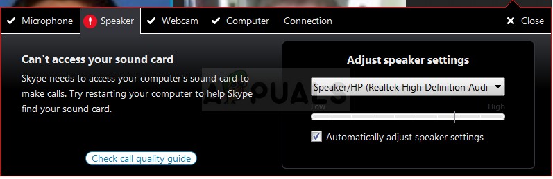 แก้ไข:Skype ไม่สามารถเข้าถึงการ์ดเสียง 