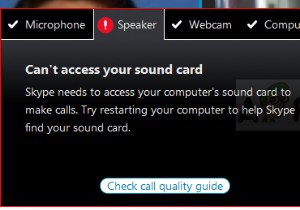 แก้ไข:Skype ไม่สามารถเข้าถึงการ์ดเสียง 
