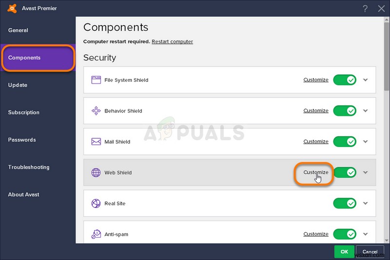 แก้ไข:Avast Web Shield จะไม่เปิดขึ้น 