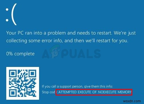 แก้ไข:พยายามดำเนินการ NoExecute Memory Blue Screen 