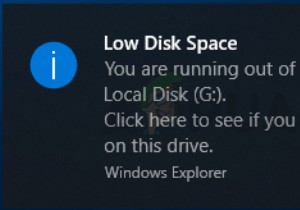 แก้ไข:การแจ้งเตือนพื้นที่ดิสก์เหลือน้อยใน Windows 10 