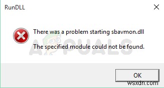 แก้ไข:ปัญหา RunDLL เริ่มต้น sbavmon.dll – ไม่พบโมดูล 