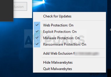แก้ไข:ปิดเลเยอร์การป้องกันตามเวลาจริงของ Malwarebytes 