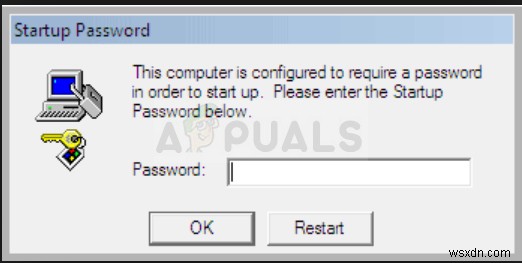 แก้ไข:คอมพิวเตอร์เครื่องนี้ได้รับการกำหนดค่าให้ต้องใช้รหัสผ่านเพื่อเริ่มต้น 