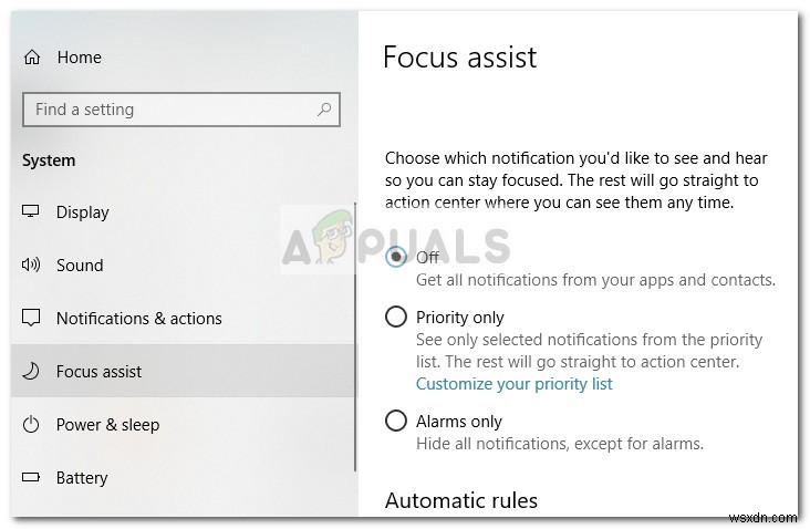 วิธีการเปลี่ยน Windows 10 Quiet Hours (Focus Assist) กฎอัตโนมัติ 