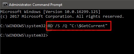 วิธีการลบโฟลเดอร์ $ GetCurrent 
