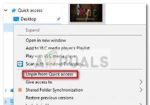 แก้ไข:ไม่สามารถเลิกตรึงลิงก์ Windows 10 FTP จากเมนูการเข้าถึงด่วน 