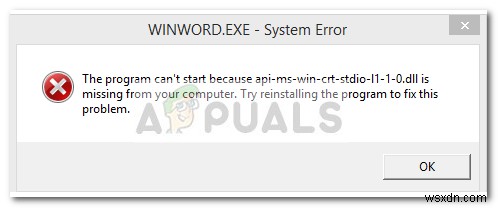 แก้ไข:api-ms-win-crt-stdio-l1-1-0.dll หายไป