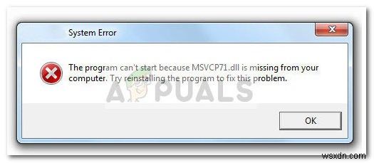 แก้ไข:ไม่พบ MSVCP71.dll