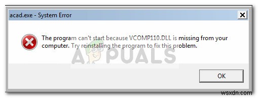 แก้ไข:vcomp110.dll ไม่มีข้อผิดพลาด 