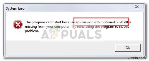 แก้ไข:api-ms-win-crt-runtime-l1-1-0.dll ไม่มีข้อผิดพลาด 