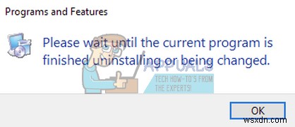 แก้ไข:โปรดรอจนกว่าโปรแกรมปัจจุบันจะถอนการติดตั้งหรือเปลี่ยนแปลงเสร็จสิ้น 