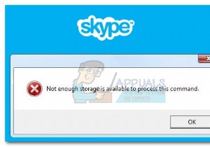 แก้ไข:Skype มีพื้นที่เก็บข้อมูลไม่เพียงพอสำหรับประมวลผลคำสั่งนี้