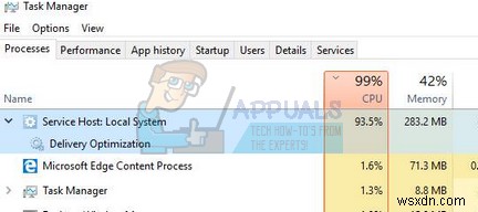 แก้ไข:การใช้งานดิสก์หรือ CPU สูง  การเพิ่มประสิทธิภาพการจัดส่งโฮสต์บริการ  