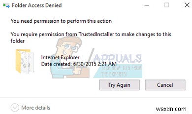 แก้ไข:คุณต้องได้รับอนุญาตจาก TrustedInstaller 