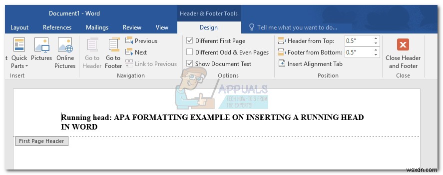 วิธีใส่หัววิ่งสำหรับสไตล์ APA ใน Word 