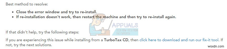 แก้ไข:รหัสข้อผิดพลาด TurboTax 65535  ข้อผิดพลาดที่ไม่คาดคิด  