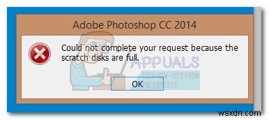 วิธีแก้ไขข้อผิดพลาด Photoshop  ดิสก์ที่ขีดข่วนเต็ม  