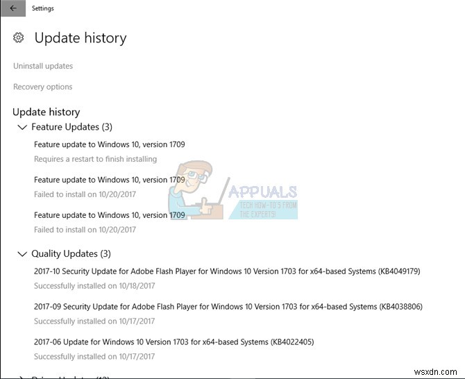 แก้ไข:Windows 10 Update 1709 ไม่สามารถติดตั้งได้ 